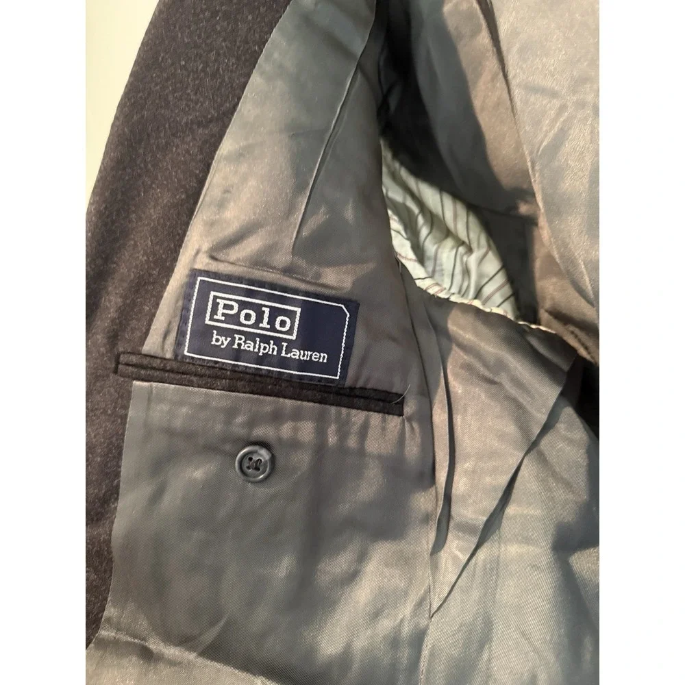 Vintage 90s Polo Ralph Lauren Blazer USA Union Made Gray Wool Sport Coat Mens‎